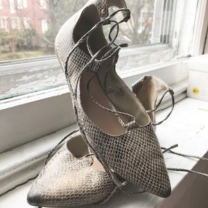 Old Navy Faux Snake Skin Tie Up Flats